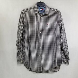 Tommy Hilfiger Men's Shirt Medium Blue Plaid Check  Long Sleeve